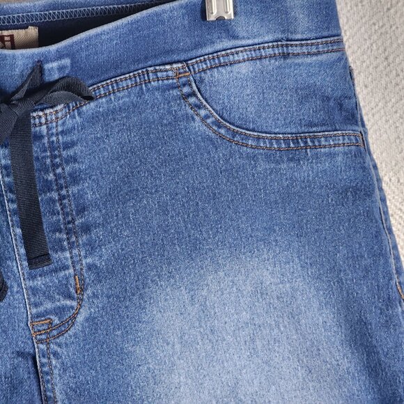 L.E.I. Medium Wash Faux Denim Cotton Poly Elastane Stretch Shorts Jr Plus Sz 1X - Picture 7 of 16